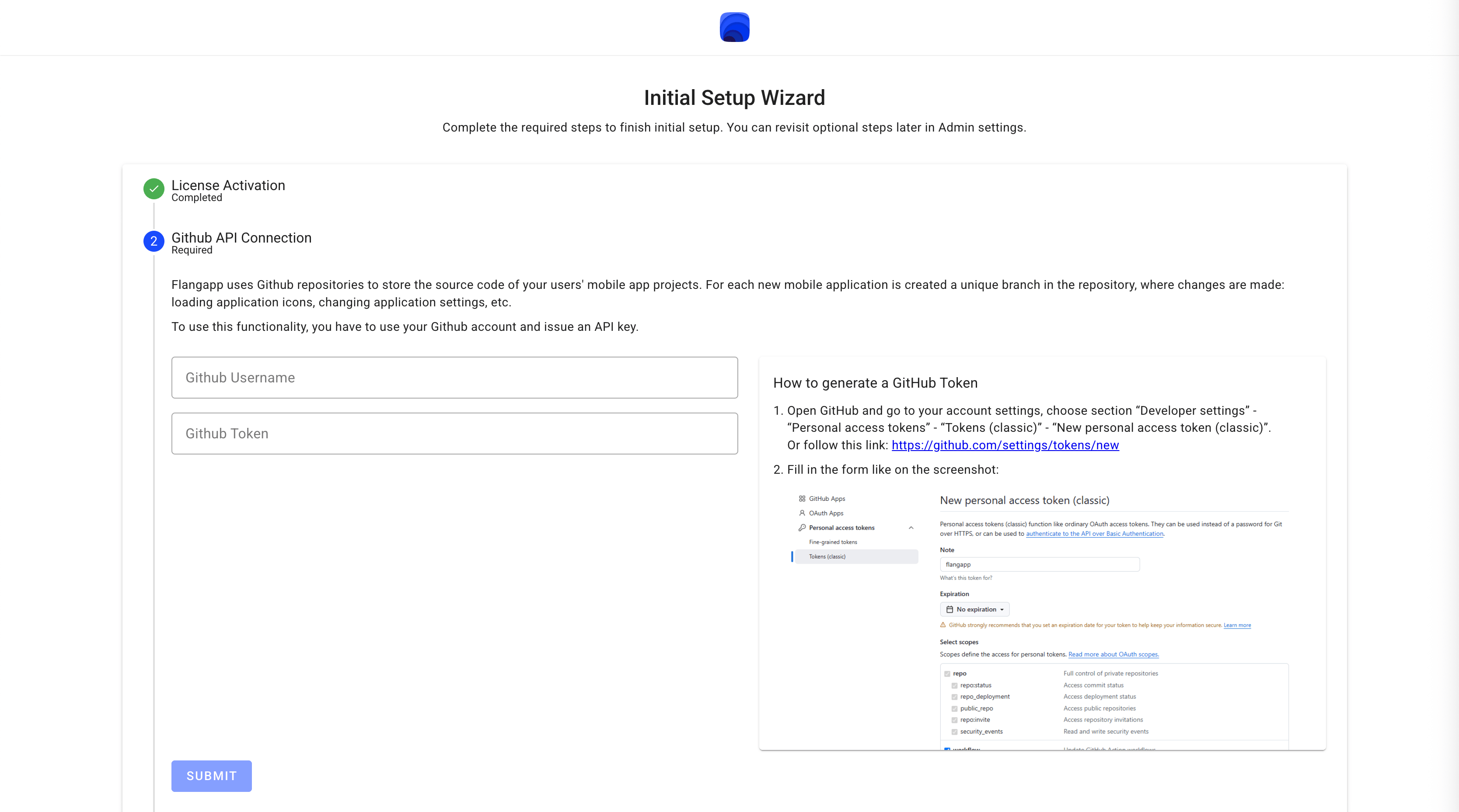 Initial Setup Wizard Step 2