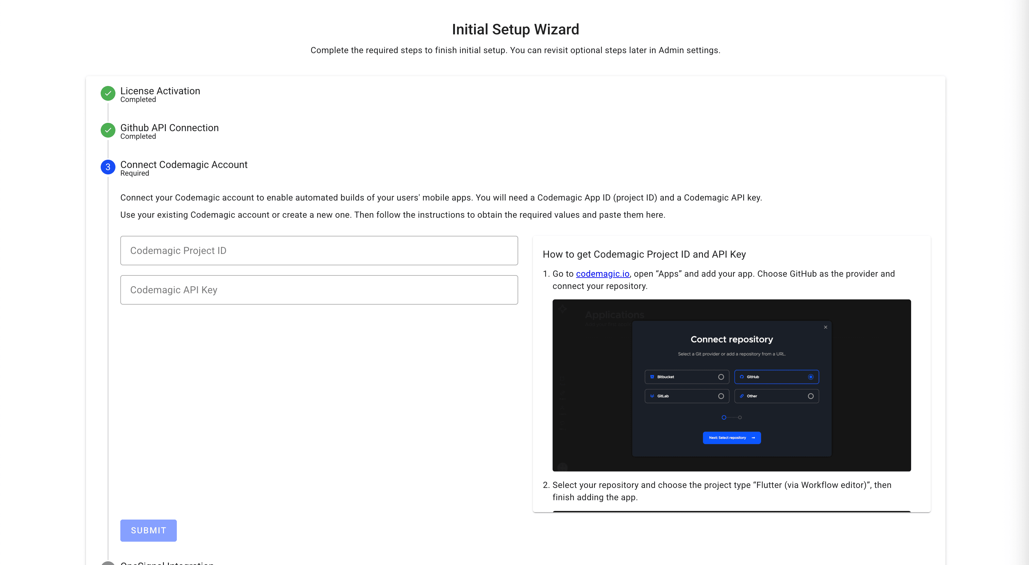Initial Setup Wizard Step 3