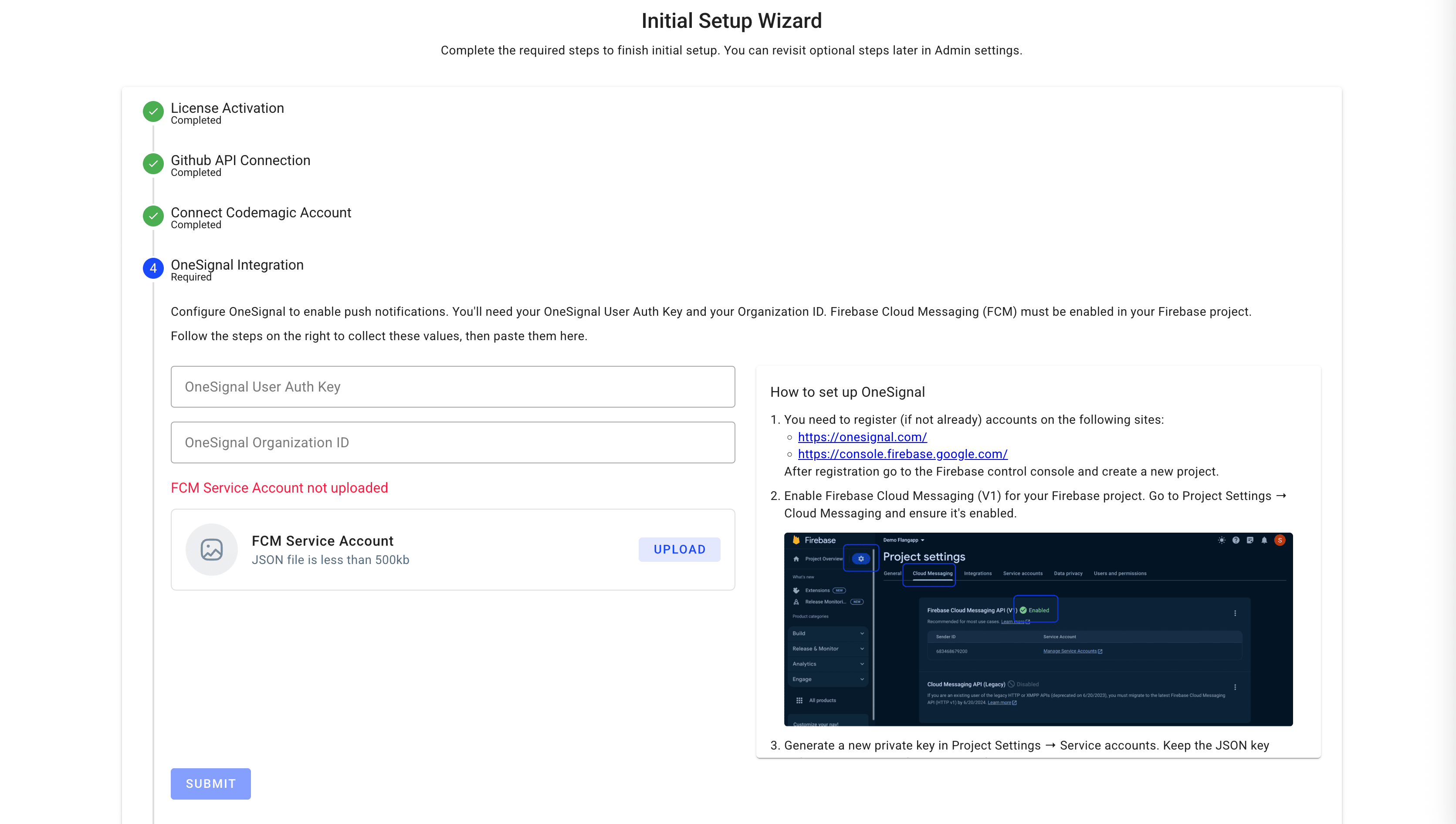 Initial Setup Wizard Step 4